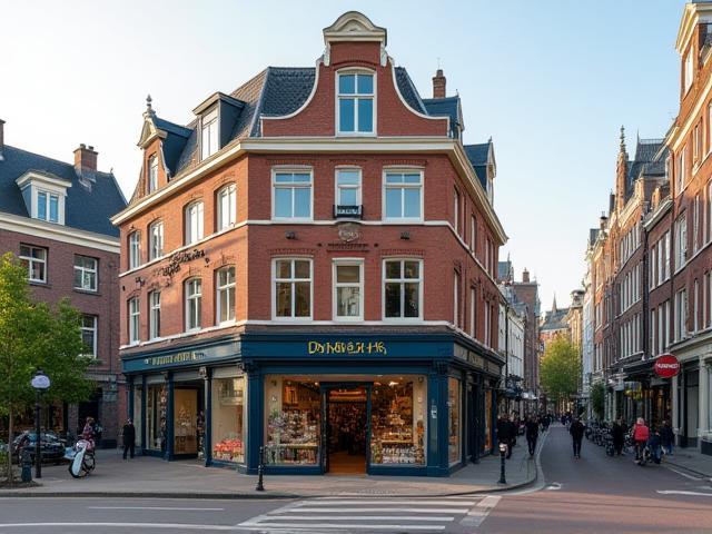 Straatbeeld van Damrak 58 in Amsterdam met typisch Nederlandse architectuur